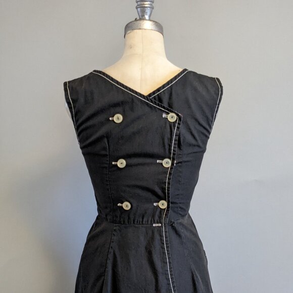 Vintage Handmade 1950s Sleeveless A-Line Sailor Inspired Dress XS - Picture 4 of 12
